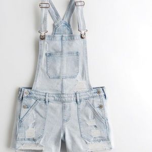 Distressed Short Overalls